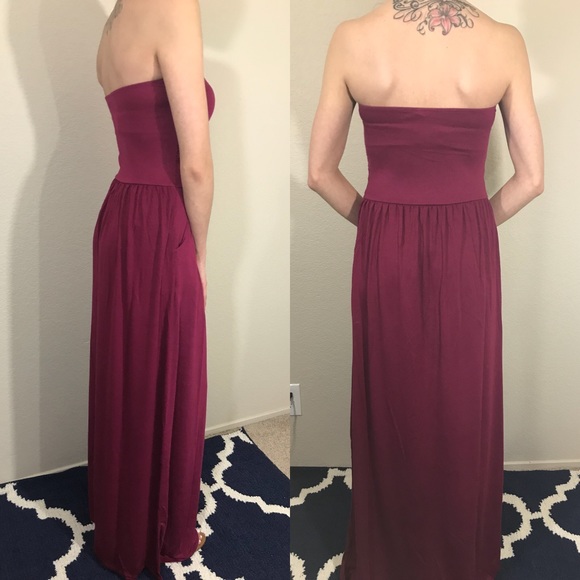 Wine Maxi Dress w Pockets - Picture 2 of 5